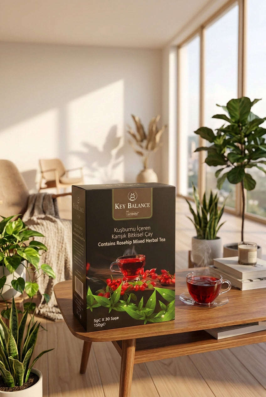 Key Balance Kräutertee mit Hagebutte, 30 Beutel / Key Balance Kuşburnu İçeren Karışık Bitkisel Çay, 30 Şase