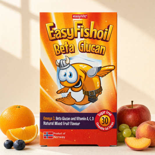 EasyFishoil Beta Glucan Omega 3 mit Vitamin A, C & D Kaugelees, 30 Stück