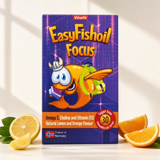 EasyFishoil Focus Omega 3, Cholin & Vitamin B12 Kaugelees, 30 Stück