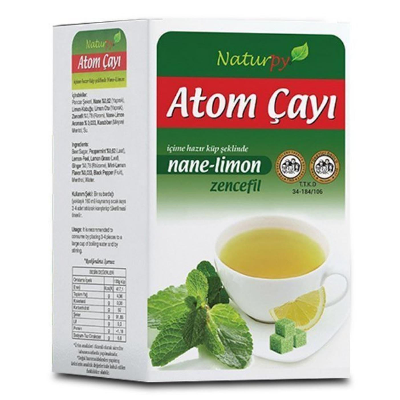 Atom-Tee mit Zitronen-Minz-Ingwer-Geschmack